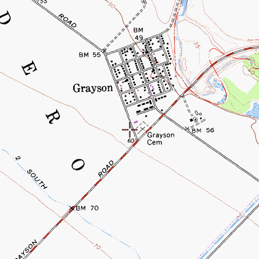 Topographic Map of Grayson Cemetery, CA