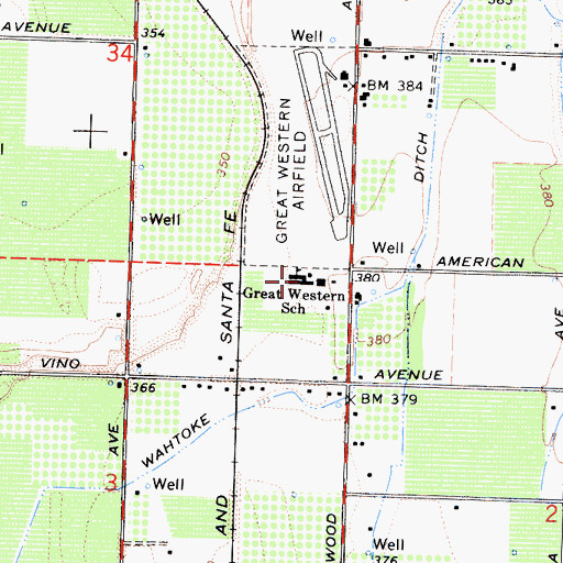 Topographic Map of Great Western Elementary School, CA