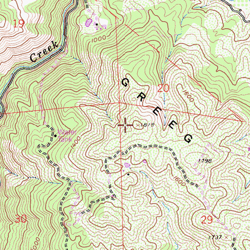 Topographic Map of Greeg Mountain, CA