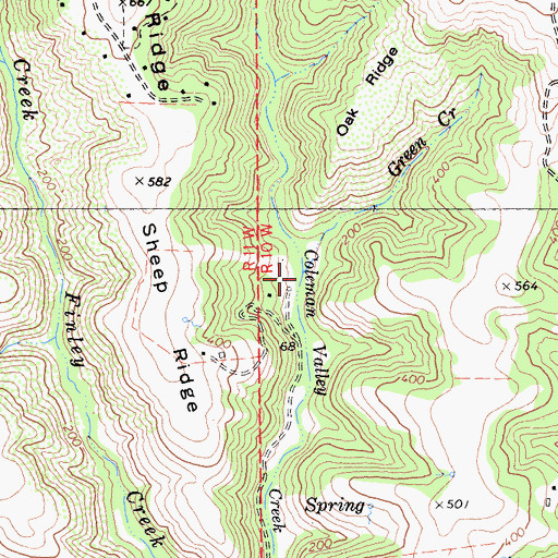 Topographic Map of Green Creek, CA