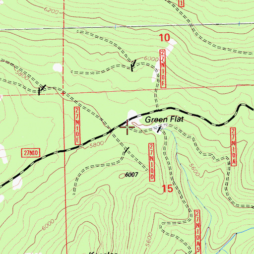 Topographic Map of Green Flat, CA