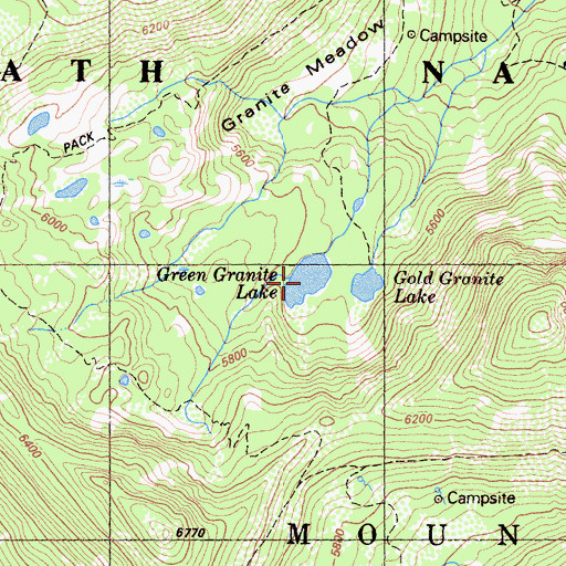 Topographic Map of Green Granite Lake, CA