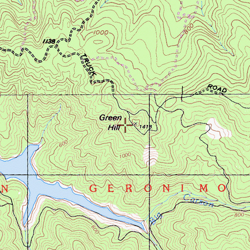 Topographic Map of Green Hill, CA