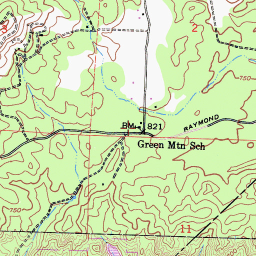 Topographic Map of Green Mountain School, CA