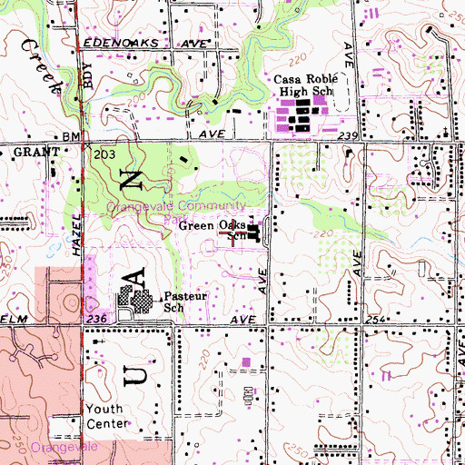 Topographic Map of Green Oaks Fundamental Elementary School, CA
