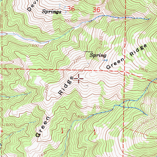 Topographic Map of Green Ridge, CA