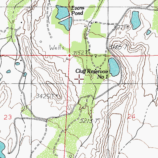Topographic Map of Cluff Ranch, AZ