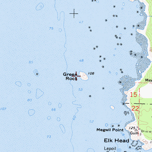 Topographic Map of Green Rock, CA