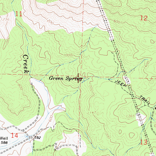 Topographic Map of Green Spring, CA