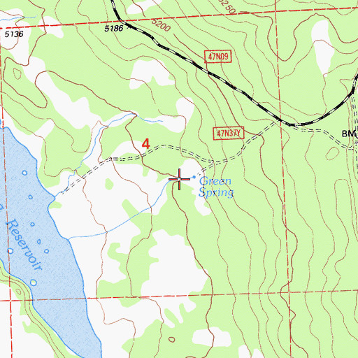 Topographic Map of Green Spring, CA