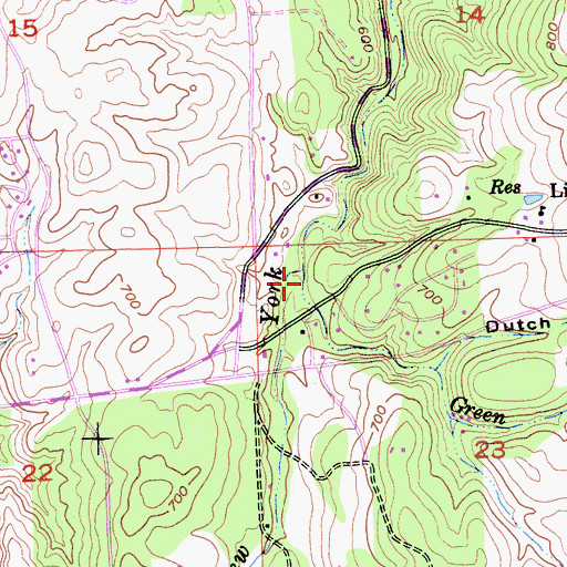Topographic Map of Green Spring Creek, CA