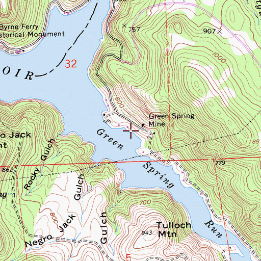 Topographic Map of Green Spring Mine, CA