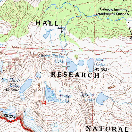 Topographic Map of Green Treble Lake, CA