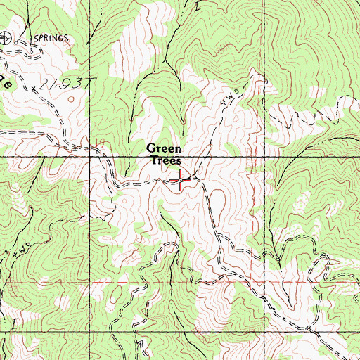 Topographic Map of Green Trees, CA
