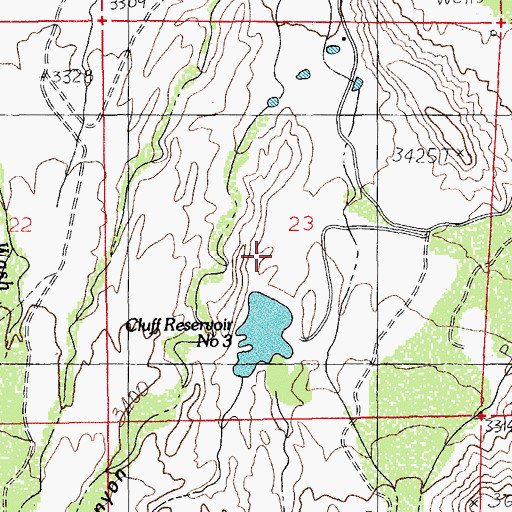 Topographic Map of Cluff Ranch Number Three Dam, AZ