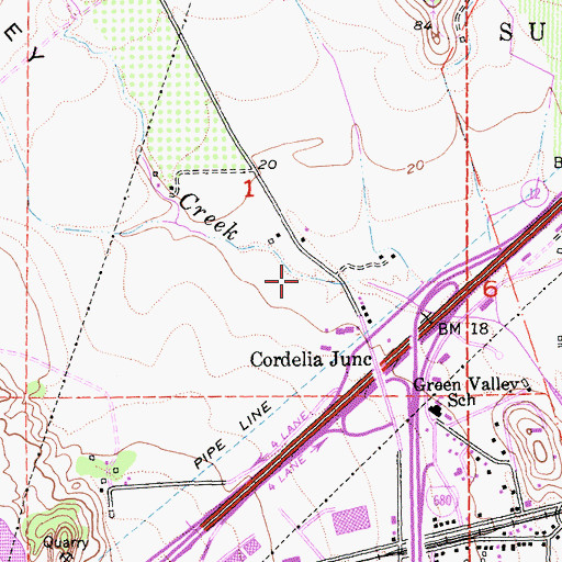 Topographic Map of Green Valley, CA
