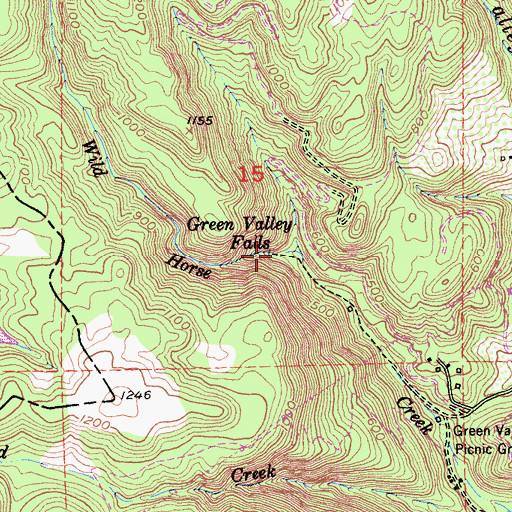 Topographic Map of Green Valley Falls, CA