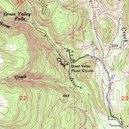 Topographic Map of Green Valley Picnic Ground, CA