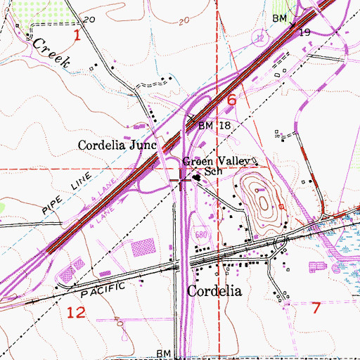 Topographic Map of Green Valley Middle School, CA