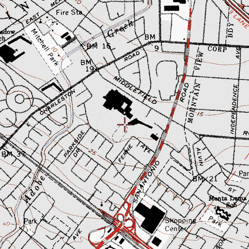 Topographic Map of Greendell Elementary School, CA