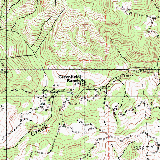 Topographic Map of Greenfield Ranch, CA