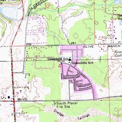 Topographic Map of Greenhills Elementary School, CA