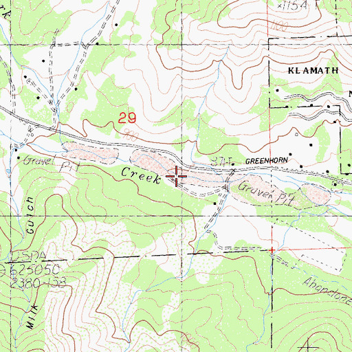 Topographic Map of Greenhorn Creek, CA