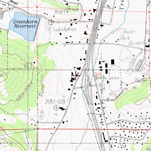 Topographic Map of Greenhorn School, CA