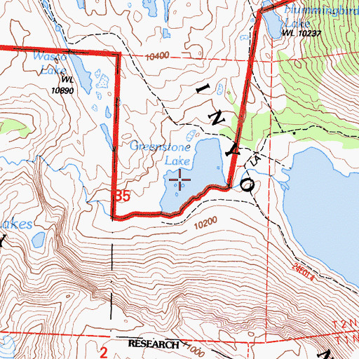 Topographic Map of Greenstone Lake, CA