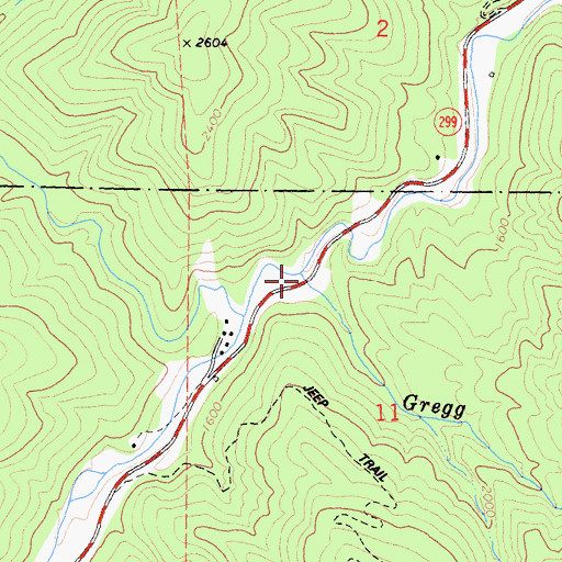 Topographic Map of Gregg Creek, CA