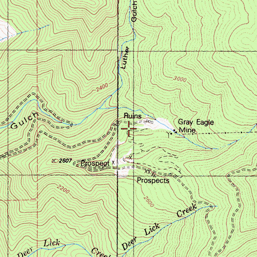 Topographic Map of Grey Eagle Mine, CA