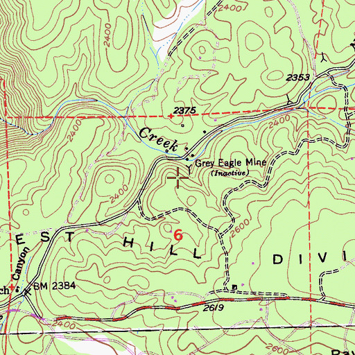 Topographic Map of Grey Eagle Mine, CA
