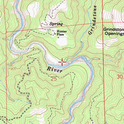 Topographic Map of Grindstone Creek, CA