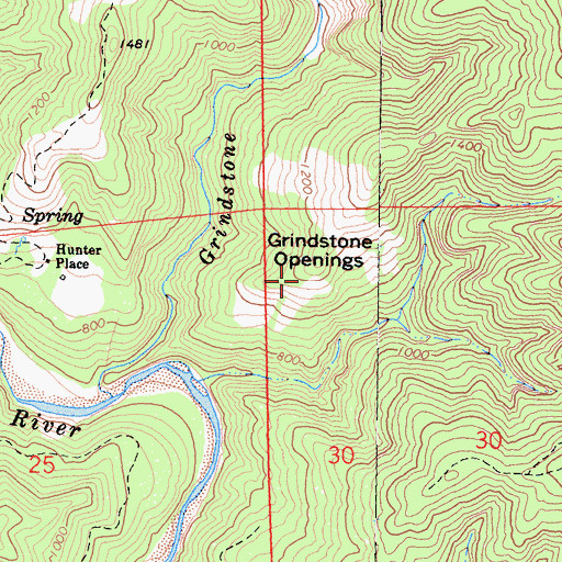 Topographic Map of Grindstone Openings, CA