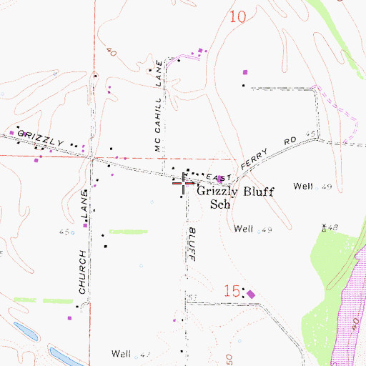 Topographic Map of Grizzly Bluff School, CA