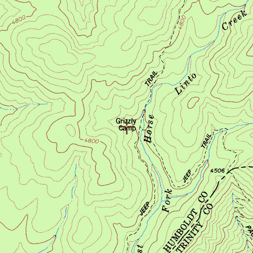 Topographic Map of Grizzly Camp, CA