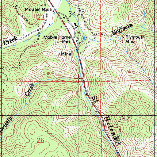 Topographic Map of Grizzly Creek, CA