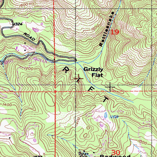 Topographic Map of Grizzly Flat, CA