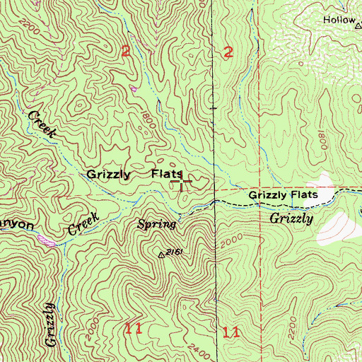 Topographic Map of Grizzly Flats, CA