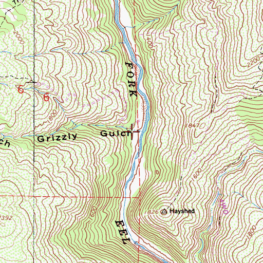 Topographic Map of Grizzly Gulch, CA