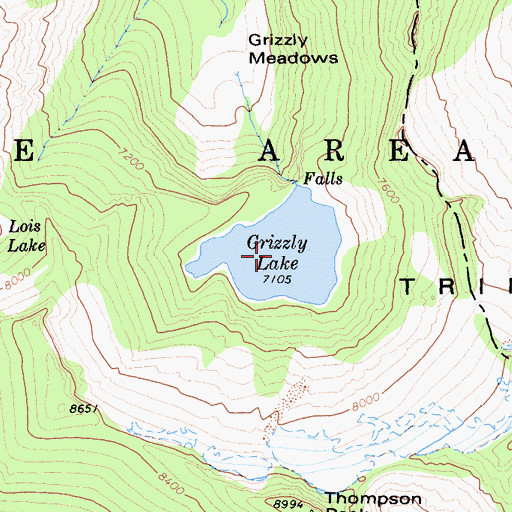 Topographic Map of Grizzly Lake, CA