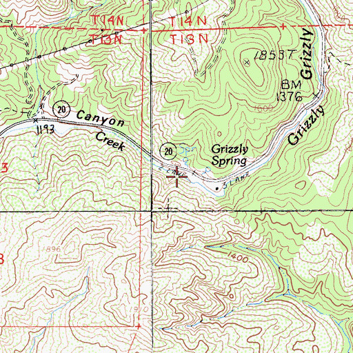 Topographic Map of Grizzly Spring, CA