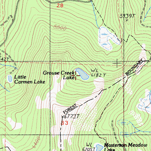 Topographic Map of Grouse Creek Lake, CA