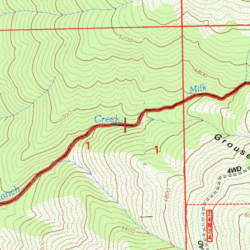 Topographic Map of Grouse Hollow, CA