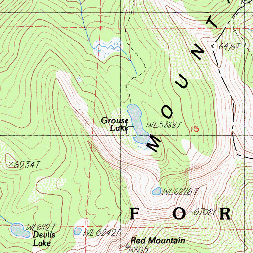 Topographic Map of Grouse Lake, CA