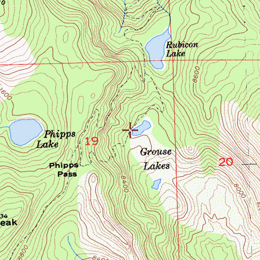 Topographic Map of Grouse Lakes, CA