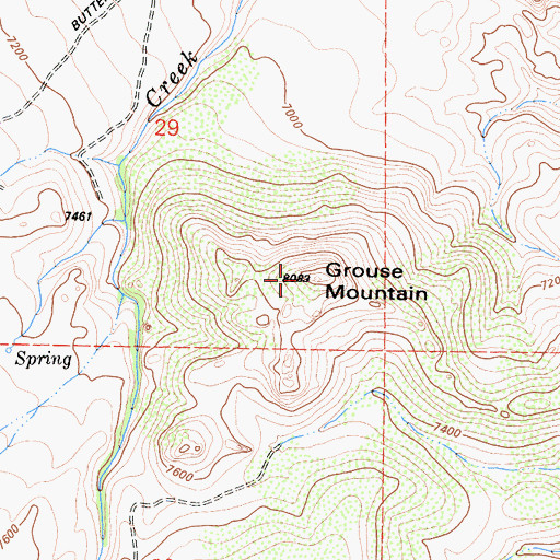 Topographic Map of Grouse Mountain, CA