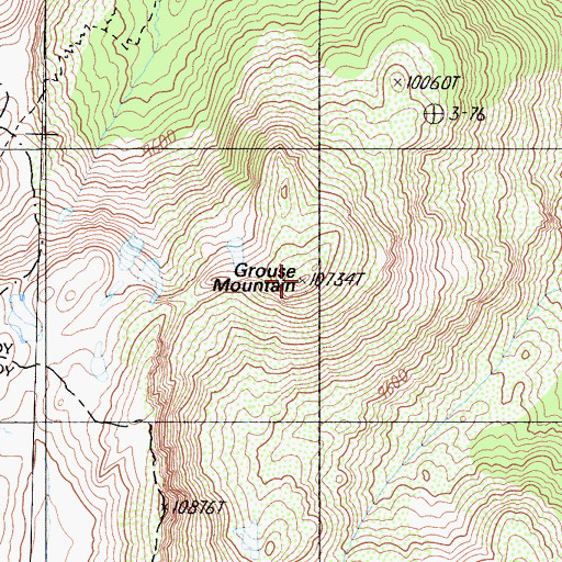 Topographic Map of Grouse Mountain, CA