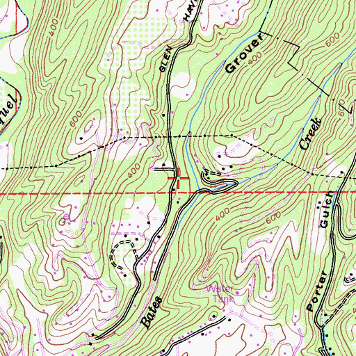 Topographic Map of Grover Gulch, CA