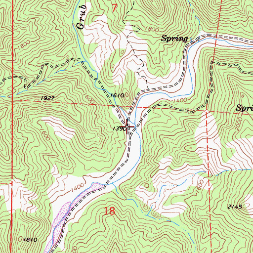 Topographic Map of Grub Creek, CA